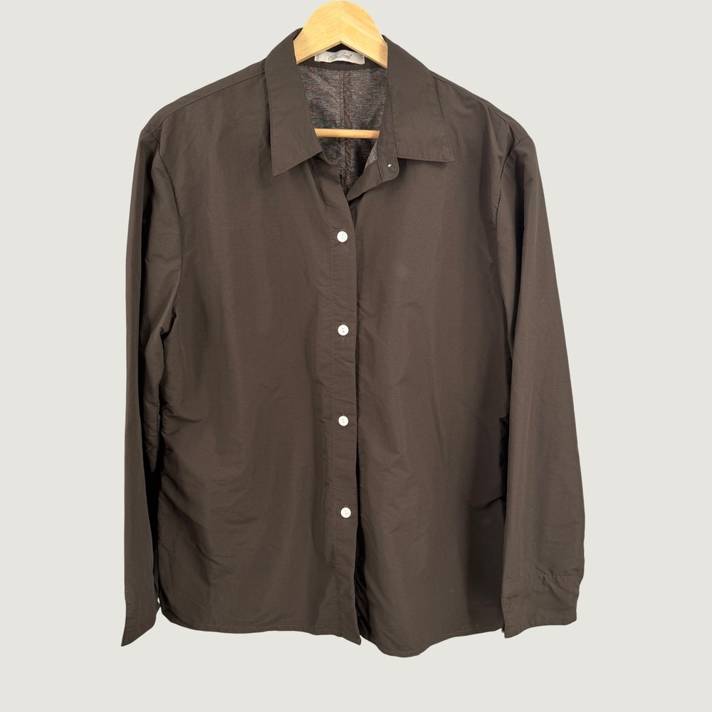 Claudent Button Down Shirt Womens Medium Brown Long Sleeve Made in USA